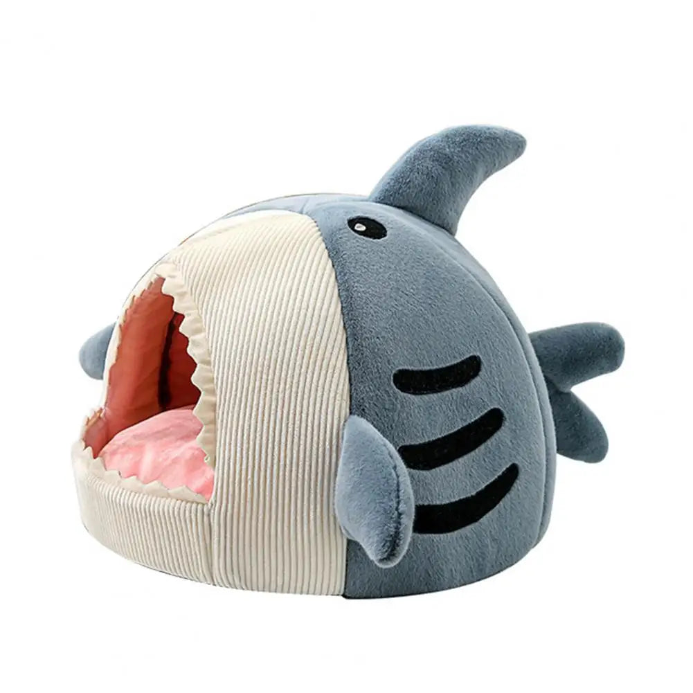 Creative Cat Nest Cartoon Shark Shape Big Mouth Thick Cute Animal Warm Rest And Sleep Semi-closed Pet Mini House Cat Supplies