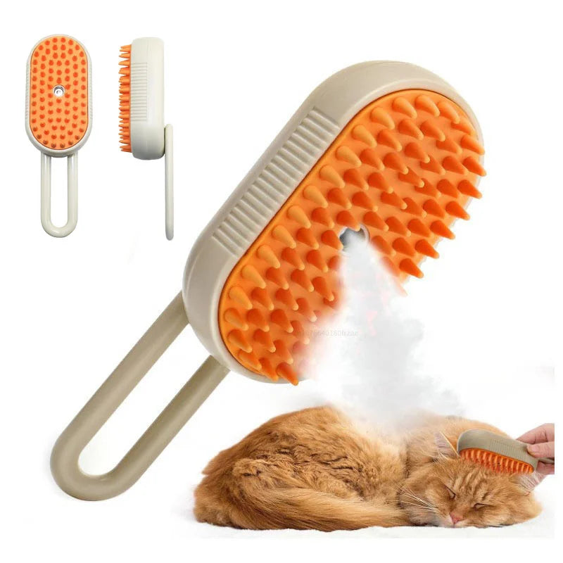 3-in-1 Pet Steam Brush, Grooming Comb & Hair Removal for Cats & Dogs