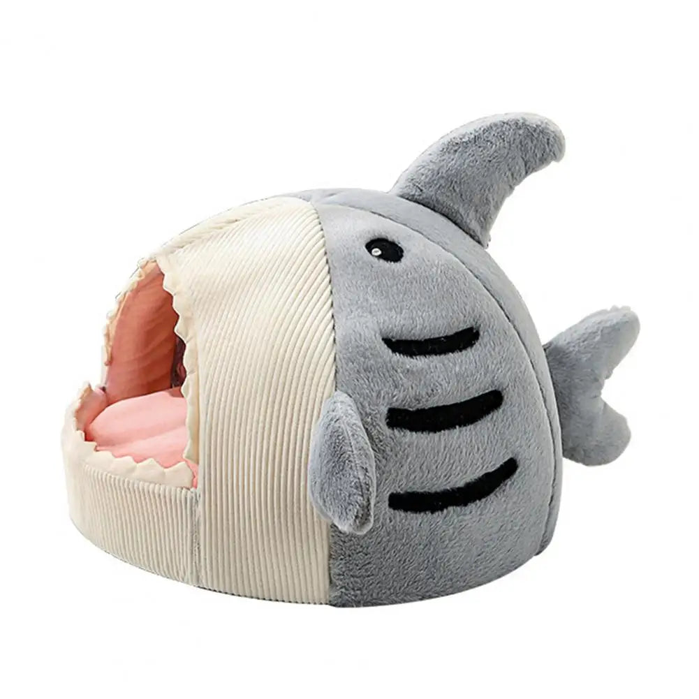 Creative Cat Nest Cartoon Shark Shape Big Mouth Thick Cute Animal Warm Rest And Sleep Semi-closed Pet Mini House Cat Supplies